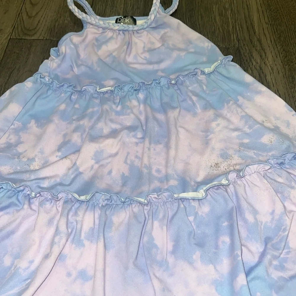 Toddler girl tie-dye braided strap summer Flowey dress